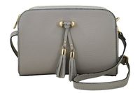 Listonoszka skórzana z kieszeniami - Szara jasna