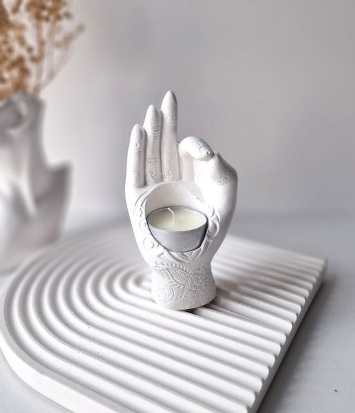 Świecznik tealight - dłoń white zdjęcie 1