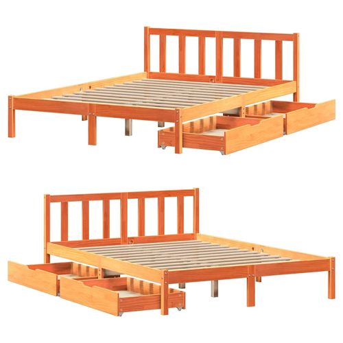 Łóżko bez materaca, woskowy brąz, 140x200 cm, drewno sosnowe na Arena.pl