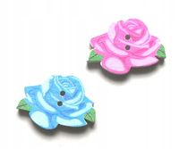 Guziki drewniane róże 28x21mm 4 szt. mix