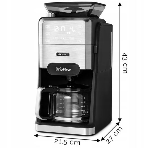 Ekspres przelewowy do kawy z Młynkiem żarnowym Yoer 1520W 1,5L na Arena.pl