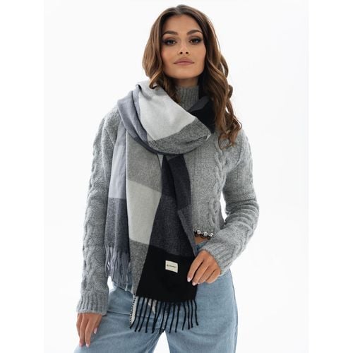 dwustronny szal damski z poliestru w dominującym czarnym kolorze na Arena.pl