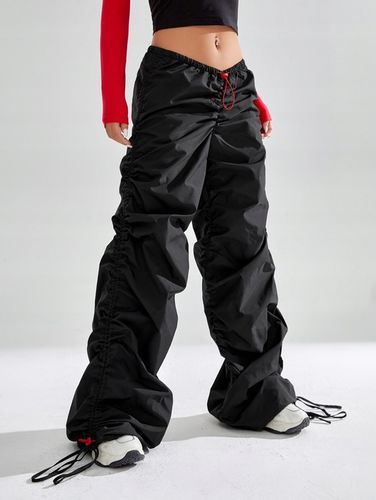 SPODNIE PARACHUTE MARSZCZONE ZE ŚCIĄGACZEM W PASIE I NOGAWKACH SHEIN S na Arena.pl