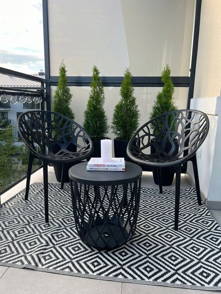 ZESTAW OGRODOWY BALKONOWY 2X KRZESŁO PLASTIKOWE AŻUROWE + STOLIK zdjęcie 3