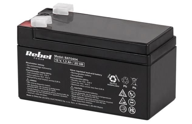 AKUMULATOR ŻELOWY REBEL 12V 1,3AH zdjęcie 1