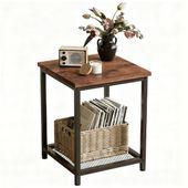 STOLIK KAWOWY KWADRATOWY POMOCNICZY BOCZNY Z PÓŁKĄ RETRO VINTAGE LOFT 55 CM