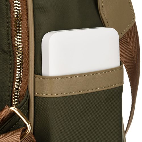 zielony, miejski plecak damski z nylonu i skóry ekologicznej z doczepianym na Arena.pl