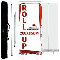 Roll up PRZENOŚNY SYSTEM WYSTAWIENNICZY 200x85 REKLAMA LOGO projekt w cenie
