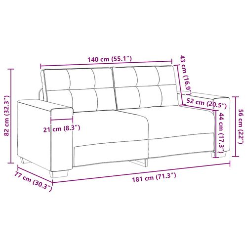 Sofa dwuosobowa obity lnem, 140 cm na Arena.pl