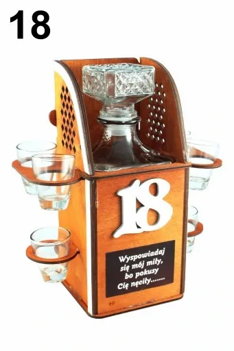 Karafka na alkohol 6 kieliszków kieliszki prezent URODZINY 18-99 WZORY zdjęcie 7