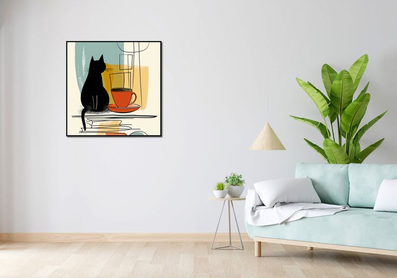 Plakat 80x80cm Kot i Kawa zdjęcie 4