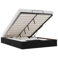 Rama łóżka otomana bez materacem, czarna, 140x200 cm, aksamit