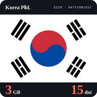 Karta eSIM Internet Korea Płd. 3 GB na 15 dni - bez rejestracji