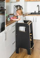 Zabudowany Kitchen Helper dla dzieci Czarny