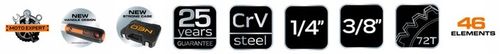 NEO ZESTAW NASADEK PRZELOTOWYCH 1/4" 3/8" 46szt z grzechotkami CrV 10-019 na Arena.pl