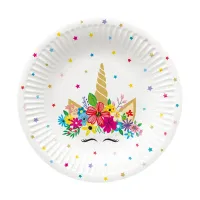 talerze pap. okrągłe "unicorn party" 18 cm 8 szt