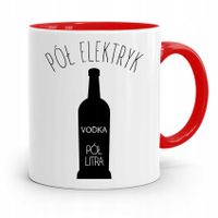 Kubek Czerwony Elektryka Pół Elektryk Pół Litra Z Nadrukiem Ze Zdjęciem