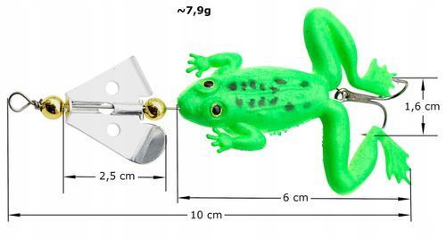Błystka obrotowa 7,9 g blaszka spinningowa z żabą na Arena.pl