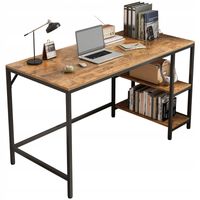 Biurko komputerowe stolik vintage rustykalny brąz loft z 2 półkami 120 cm
