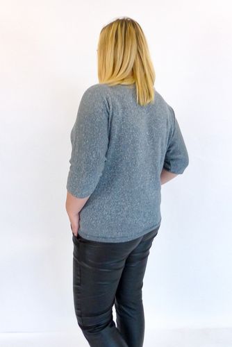 Cienki Sweter Damski ze Srebrną Nitką Popielaty UNI na Arena.pl