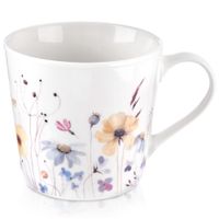 Kubek Porcelanowy do Picia Kawy Herbaty Ziół Napojów Kwiaty Kwiatki 430 ml