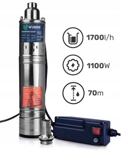POMPA GŁĘBINOWA ŚRUBOWA 1100W DO WODY CZYSTEJ 1" DO STUDNI MOCNA 1700 L/H na Arena.pl
