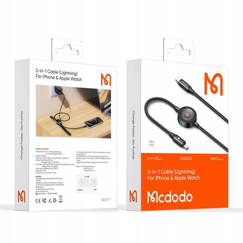 mcdodo ładowarka indukcyjna do apple watch 2w1 kabel do iphone lightning na Arena.pl