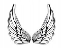 NAUSZNICE 925 Srebrne DUŻE SKRZYDŁA CYRKONIE