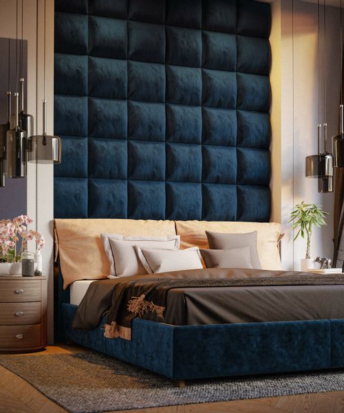 PANELE TAPICEROWANE ŚCIENNE WEZGŁOWIE 3D 50cm x 50cm WELUR zdjęcie 3