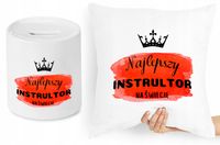 Dla Instruktora Zestaw Poduszka + Skarbonka Z Nadrukiem Ze Zdjęciem