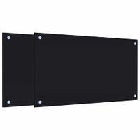 Panele ochronne do kuchni, czarne, 2 szt., 70x40 cm, szkło