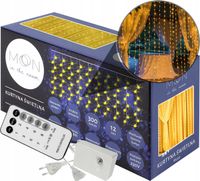 LAMPKI CHOINKOWE ŚWIĄTECZNE DUŻA KURTYNA ŚWIETLNA 3X2M GĘSTE ŚWIATEŁKA LED