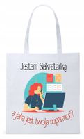 Dla Sekretarki Na Prezent Torba Eco Biała Shopper Z Nadrukiem Ze Zdjęciem