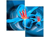 60X60CM NIEBIESKIE KOSMICZNE KWIATY JAKUB BANAŚ DWU OBRAZ ŚCIAN