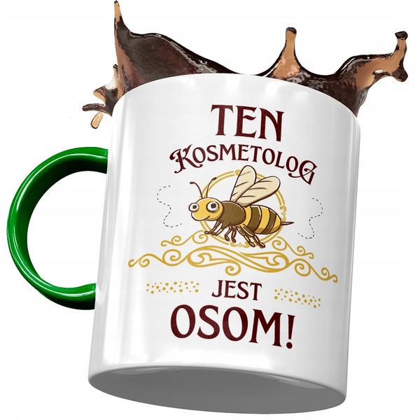 Kubek Zielony Dla Kosmetologa Kosmetolog Jest Osom Z Nadrukiem Ze Zdjęciem zdjęcie 1