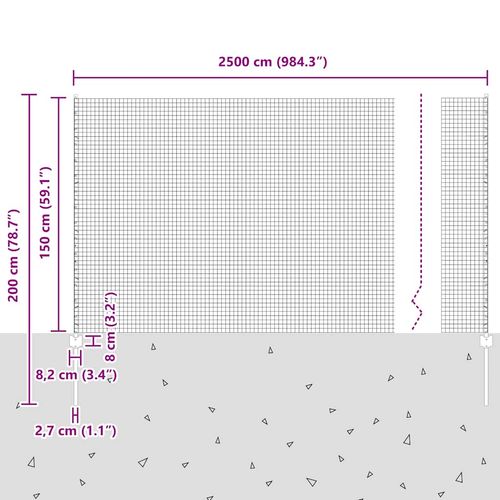 Ogrodzenie z słupkami Srebrny 1.5 x 25 m Stal na Arena.pl