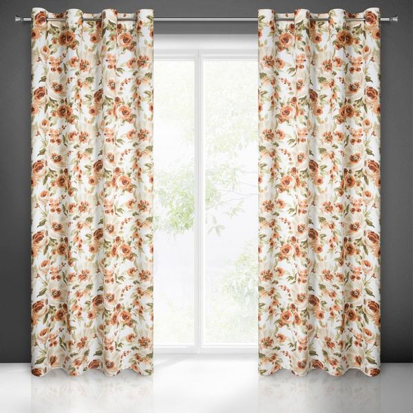 ZASŁONA MIKROFIBRA PRZELOTKI KWIATY 140X250 BIAŁA zdjęcie 2