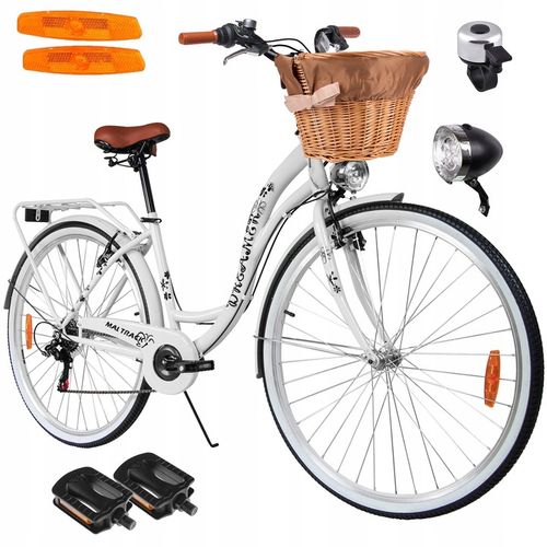 ROWER MIEJSKI DAMSKI 28'' DAMKA WIKLINOWY KOSZYK KOSZ 6 PRZERZUTKI SHIMANO na Arena.pl