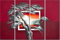 120CM 80 OBRAZ 4 ELEM KARMAZYNOWY ZACHÓD SŁOŃCA ŚCIENNY