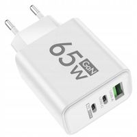 SZYBKA ŁADOWARKA SZYBKIE ŁADOWANIE TELEFONU 65W GaN 2xUSB-C 1xUSB-A HIT