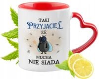 Dla Przyjaciela Kubek Czerwony Z Uszkiem W Kształcie Serca Na Prezent