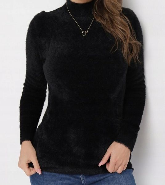 Damski sweter z półgolfem półgolf klasyczny typu alpaka UNI S,M czarny zdjęcie 1