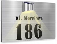 duża TABLICZKA ADRESOWA srebrna numer domu 30x20 lampka led DUŻO WZORÓW