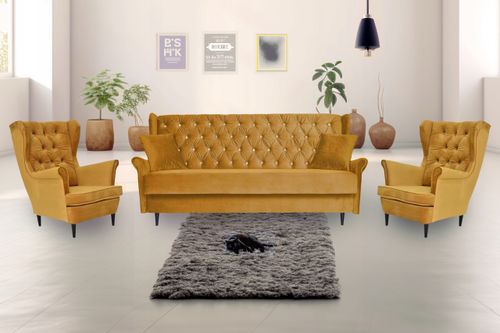 Zestaw mebli wypoczynkowych do salonu sofa 2 fotele CZERWONY Family Meble na Arena.pl