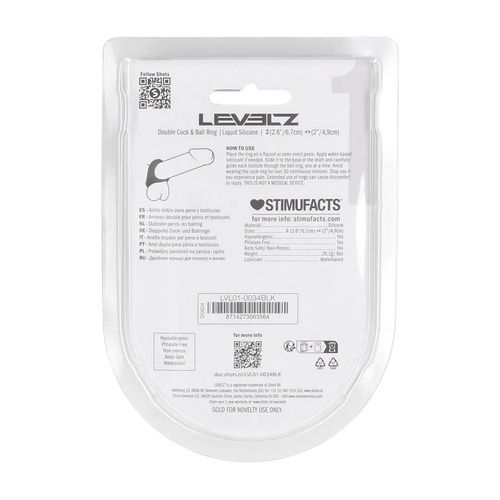 double liquid silicone cock and ball ring - black na Arena.pl