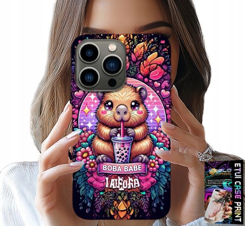 ETUI DO IPHONE 15 PRO - SŁODKA KAPIBARA Z SZEJKIEM, SUPER WZORY na Arena.pl