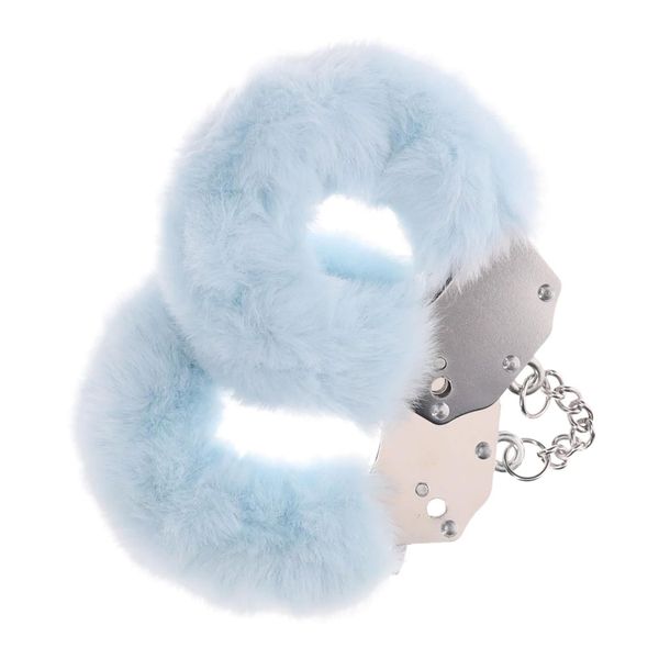 Heavy-Duty Fluffy Handcuffs - Powder Blue zdjęcie 1