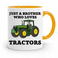 Kubek Żółty Prezent Dla Brata Who Loves Tractors Z Nadrukiem Ze Zdjęciem