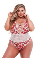 white floral & lace teddy, xl