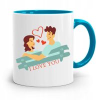 Kubek Błękitny Na Walentynki I Love You Prezent Z Nadrukiem Ze Zdjęciem